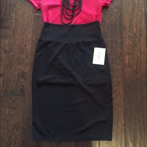 Lularoe Cassie, Small, Black with red polka dots